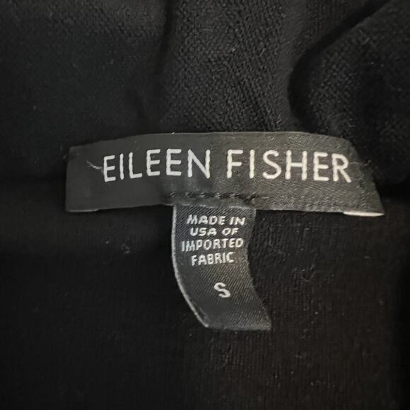 Eileen Fisher Cardigan Womens Small Black Open Front Stretch Capsule Preppy - Picture 9 of 12